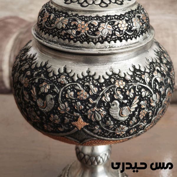 آجیل خوری مسی قلم پایه دار ماهلین — تصویر ۲