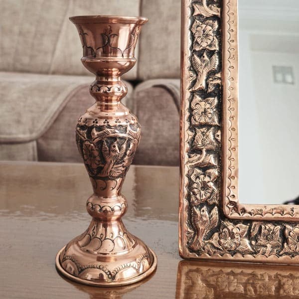 آینه شمعدان مسی لوکس قلم کاری — تصویر ۴
