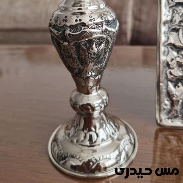 آینه شمعدان لوکس قلم کاری مس کروم — تصویر ۵