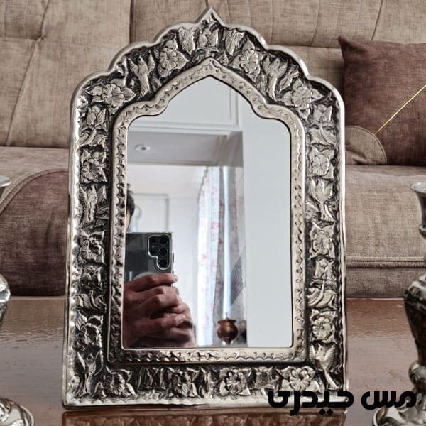آینه شمعدان لوکس قلم کاری مس کروم — تصویر ۲