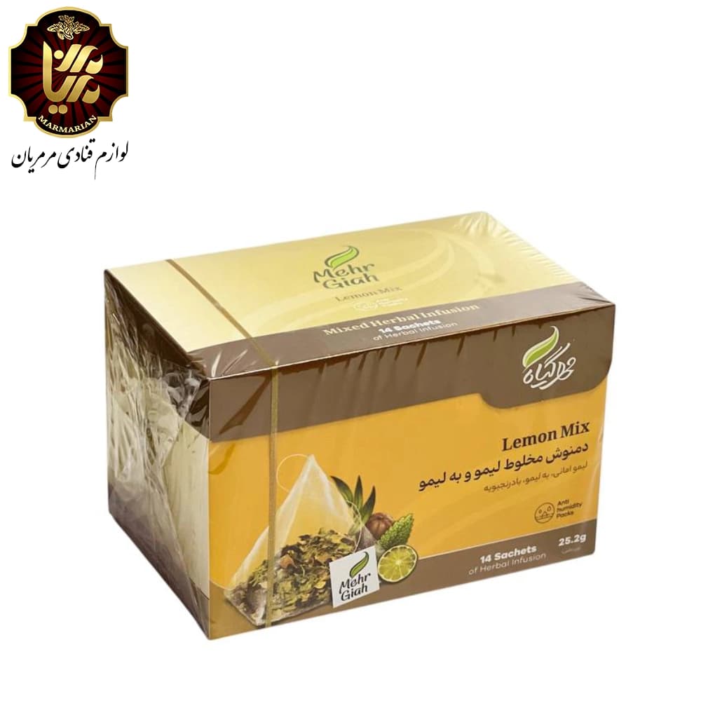 دمنوش گیاهی لیمو و به برند مهر گیاه بسته 14 عددی