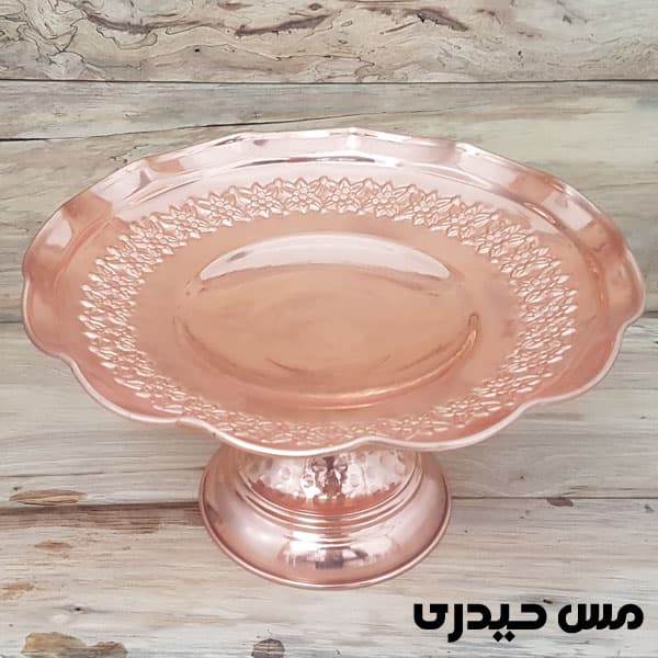 شیرینی خوری پایه دار مسی طرح رز — تصویر ۳