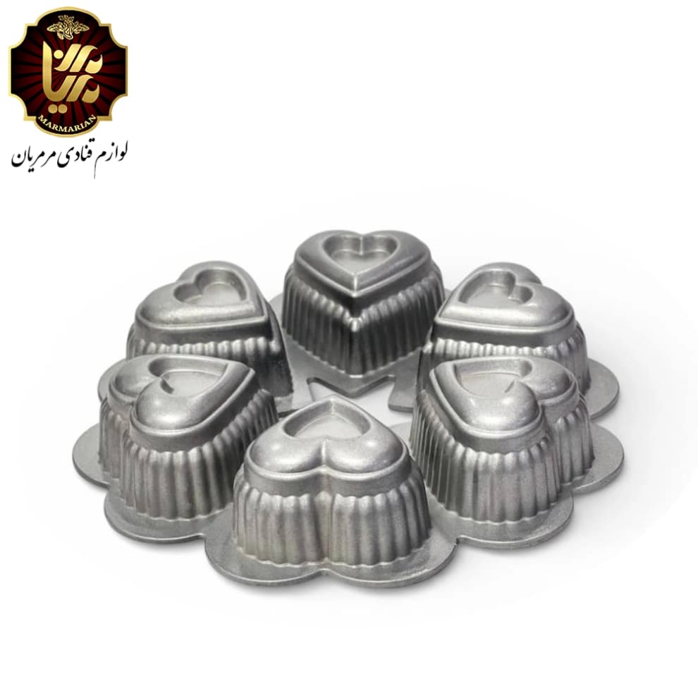 قالب چدنی مافین قلب 6 خانه