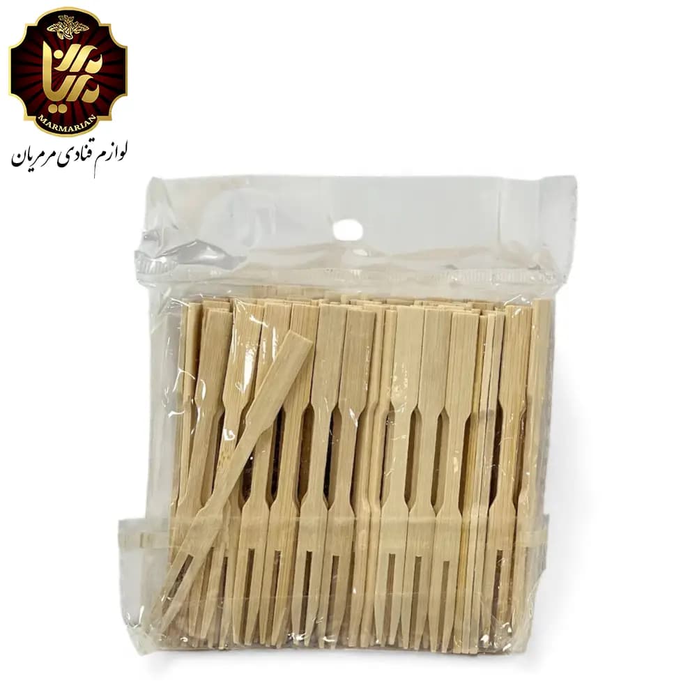 چنگال چوبی فینگر فود بسته 100 عددی