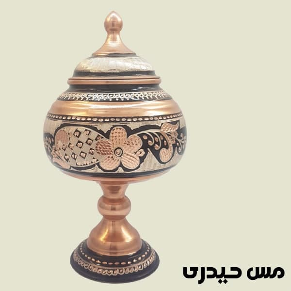 شکلات خوری پایه بلند مسی نقره کوب مدل رها