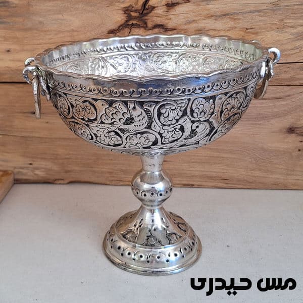آجیل خوری سفید قلم کاری پایه بلند سلنا ( 2 سایز ) — تصویر ۳