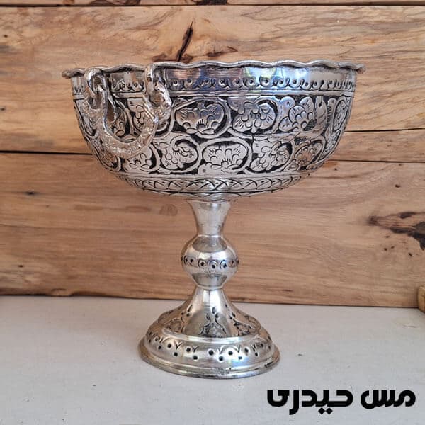 آجیل خوری سفید قلم کاری پایه بلند سلنا ( 2 سایز ) — تصویر ۲