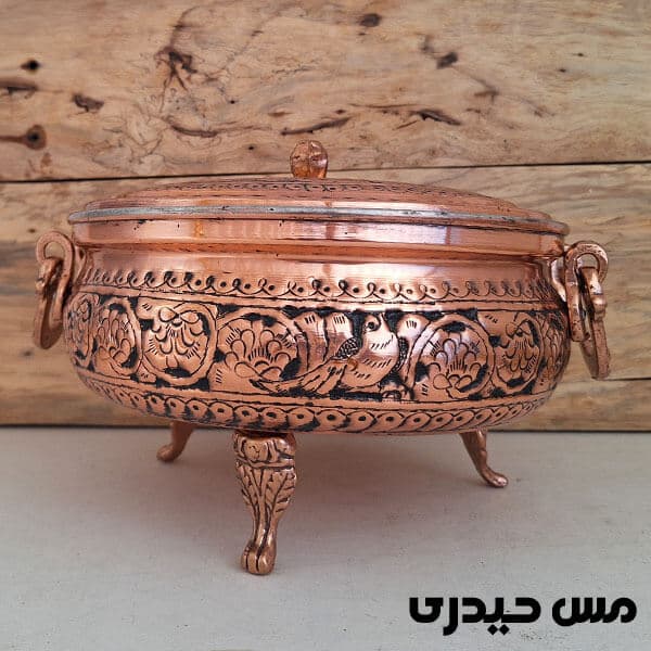 سوپ خوری مسی قلم کاری شده گل و مرغ