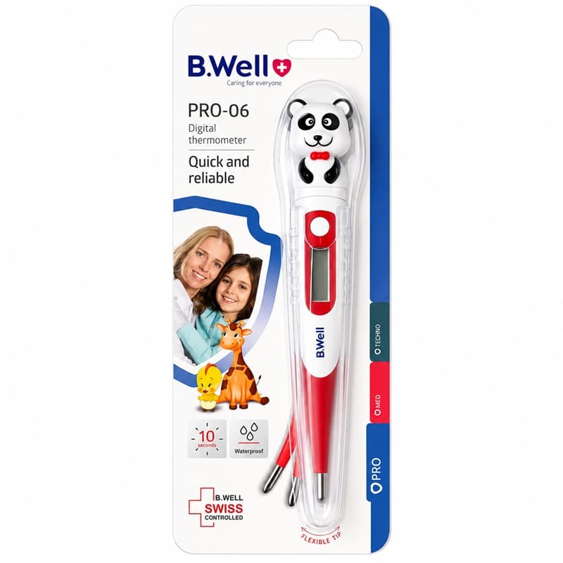 تب سنج دیجیتال دهانی کودک بی ول B.Well مدل (PRO-06) طرح پاندا — تصویر ۲