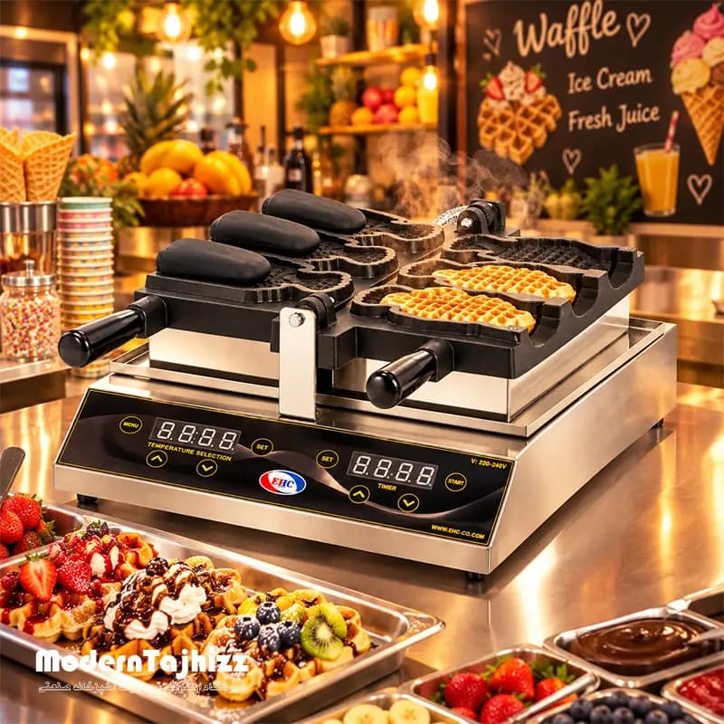 وافل ساز ماهی دهن باز صنعتی (دیجیتال) مدل V.SB5008 برند EHC — تصویر ۲