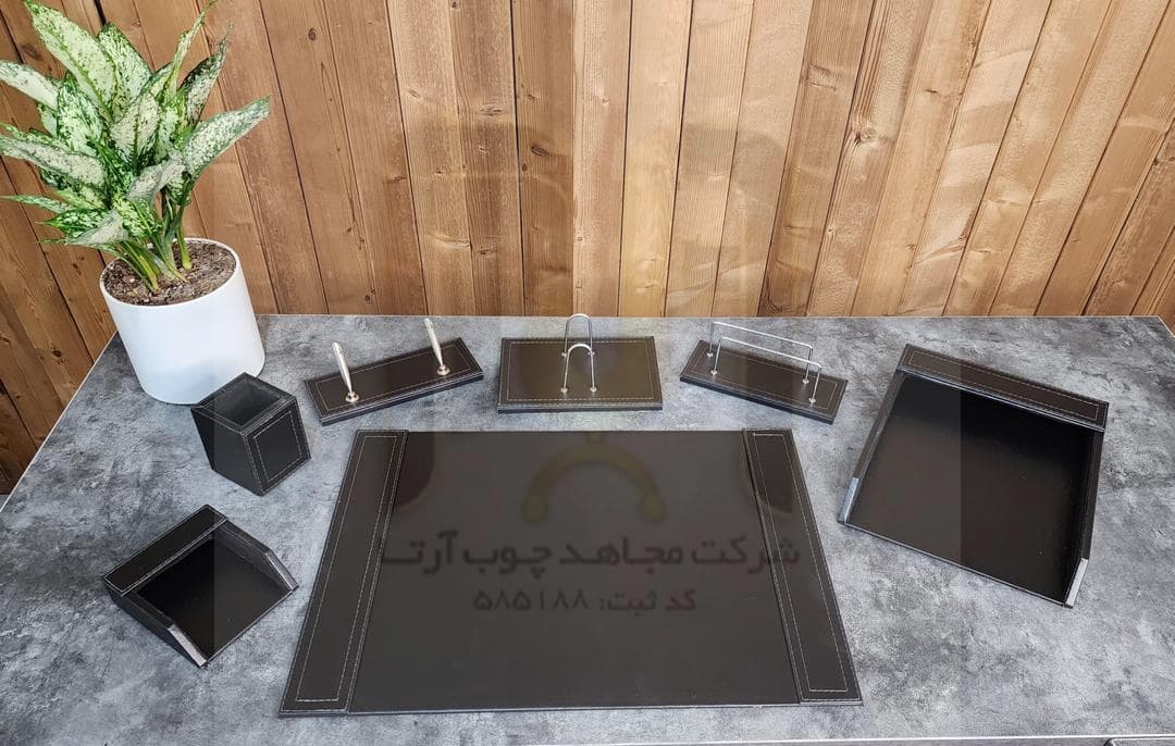 ست رومیزی اداری چرم کد 300مجاهد چوب آرتا — تصویر ۳