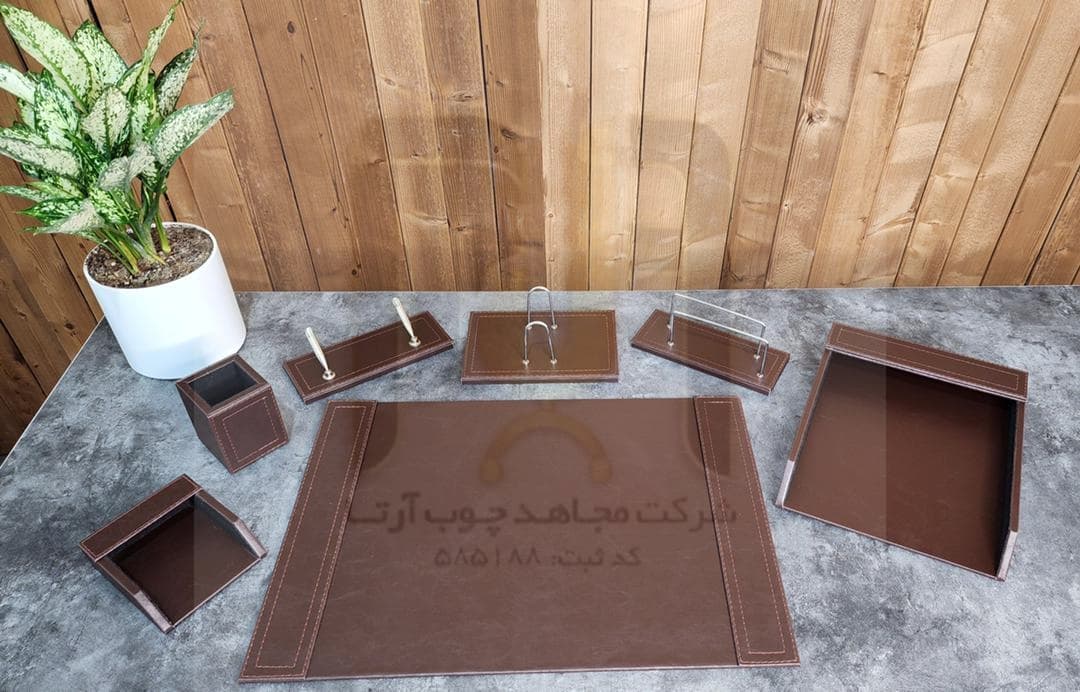 ست رومیزی اداری چرم کد 300مجاهد چوب آرتا — تصویر ۲