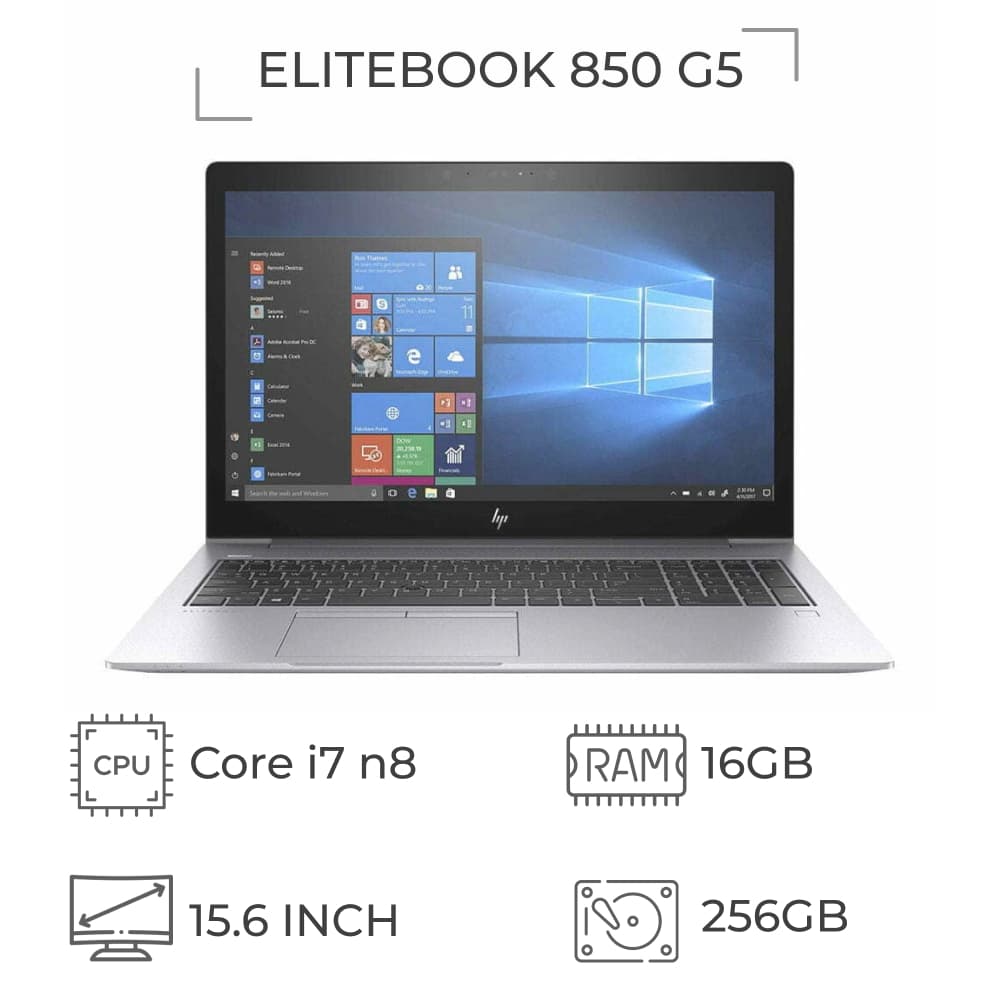 لپ تاپ استوک اچ پی مدل HP EliteBook 850 G5 با پردازنده I7 نسل 8 و گرافیک 2 گیگ — تصویر ۶