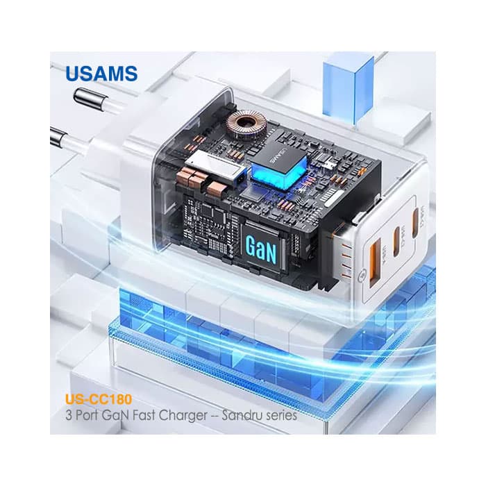 شارژر 65 وات 3 پورت یوسمز US-CC180 — تصویر ۸