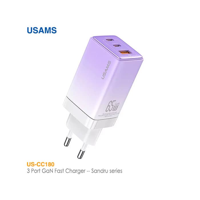 شارژر 65 وات 3 پورت یوسمز US-CC180 — تصویر ۵