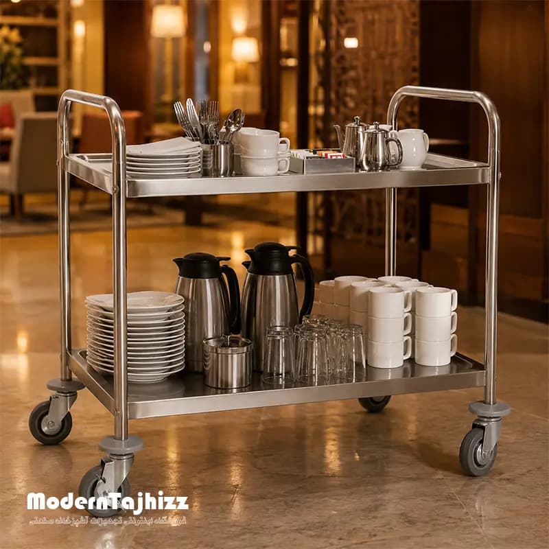 ترولی استیل دو طبقه تخت مدل PT-115 بست BEST — تصویر ۲