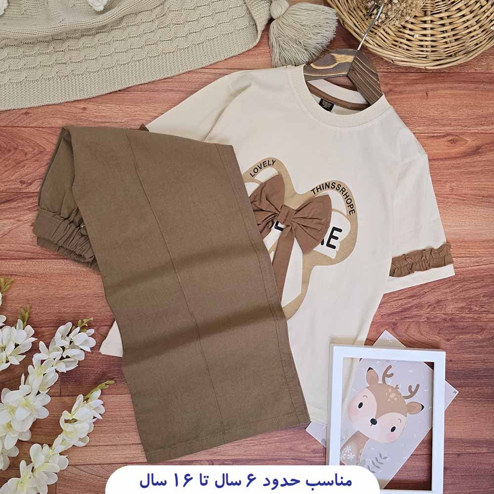 تیشرت شلوار دخترانه طرح پاپیون