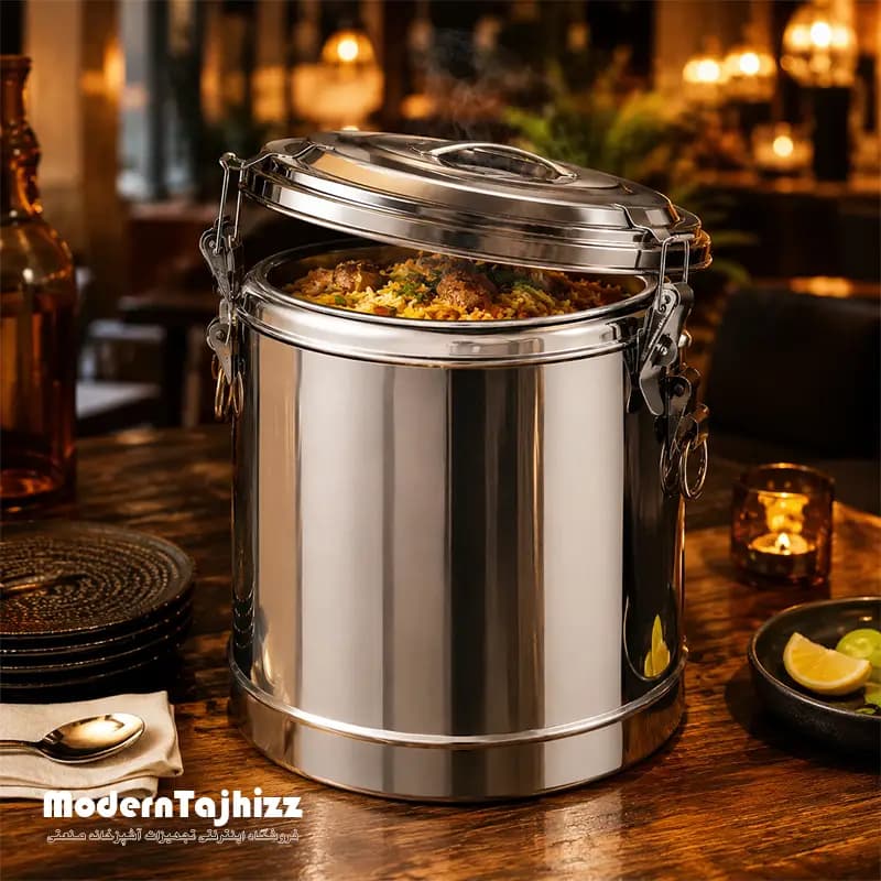 باکس حمل غذا دوجداره تمام استیل 30 لیتری مدل PT-121 بست BEST — تصویر ۲