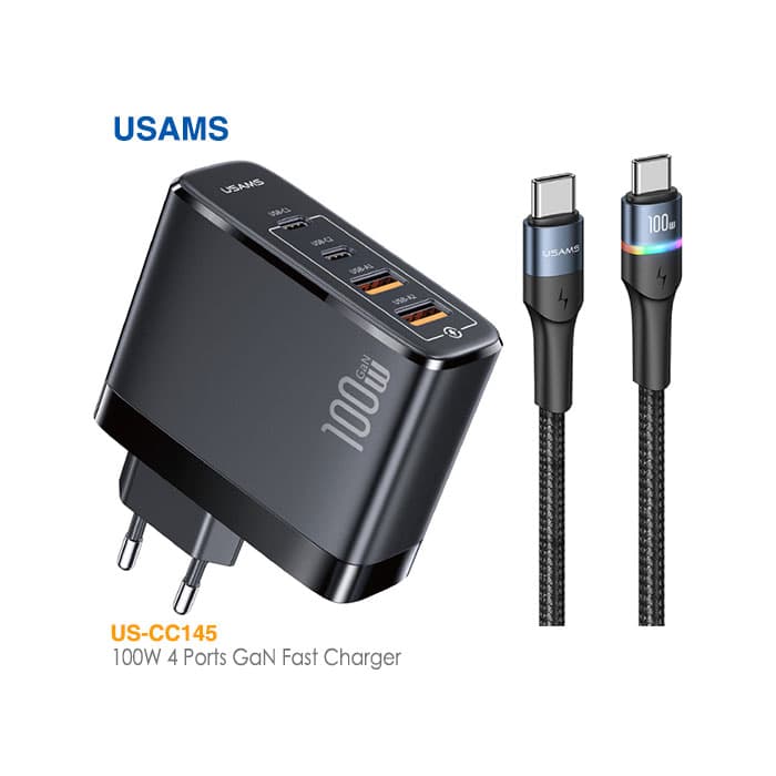 شارژر دیواری 100 وات 4 پورت یوسمز US-CC145 — تصویر ۲