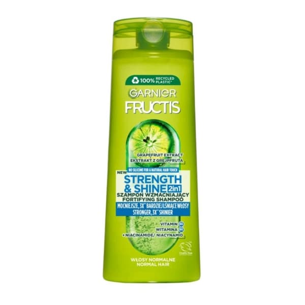 شامپو 2 در 1 گارنیر فروکتیس Strength & Shine با عصاره گریپ‌فروت، ویتامین B6 و نیاسینامید حجم 400 میل