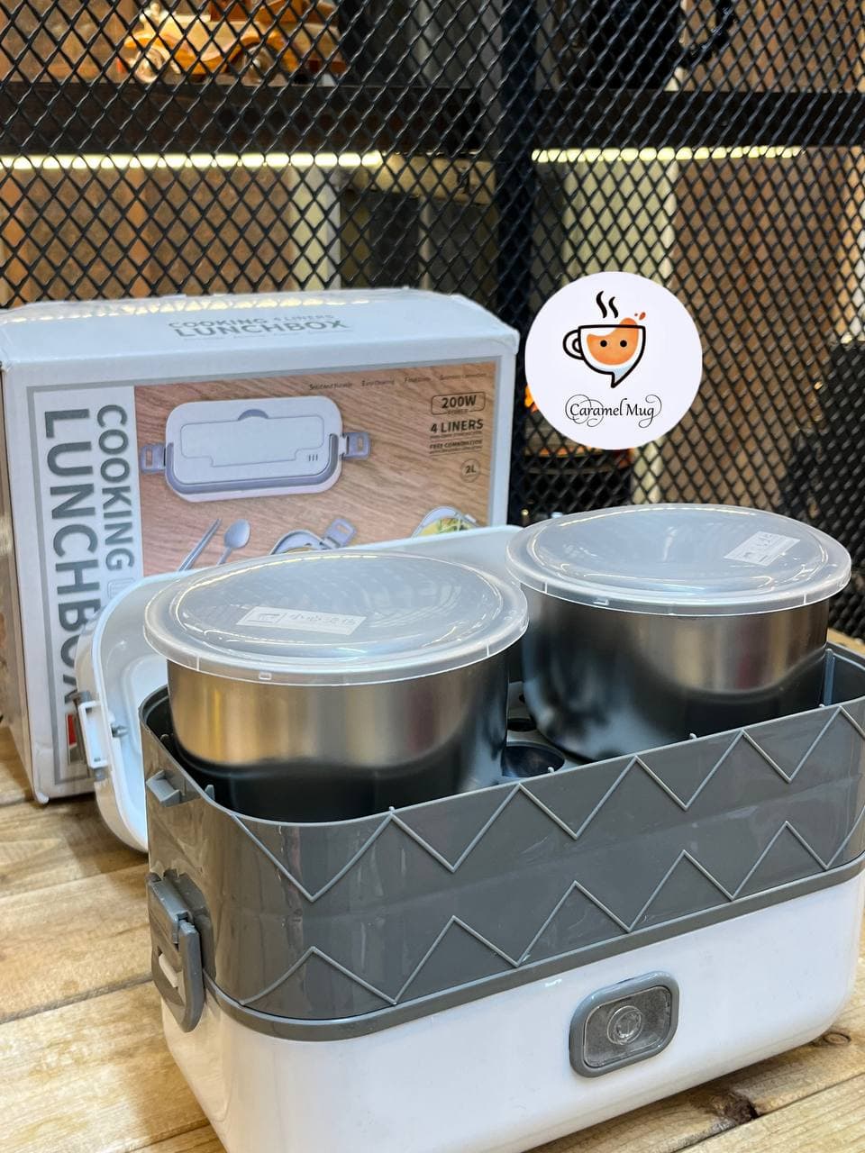 ظرف غذا برقی دوطبقه گرمکن وبخارپز با 4 ظرف استیل — تصویر ۵