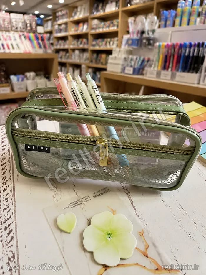 جامدادی شفاف دو زیپ پاستلی — تصویر ۲