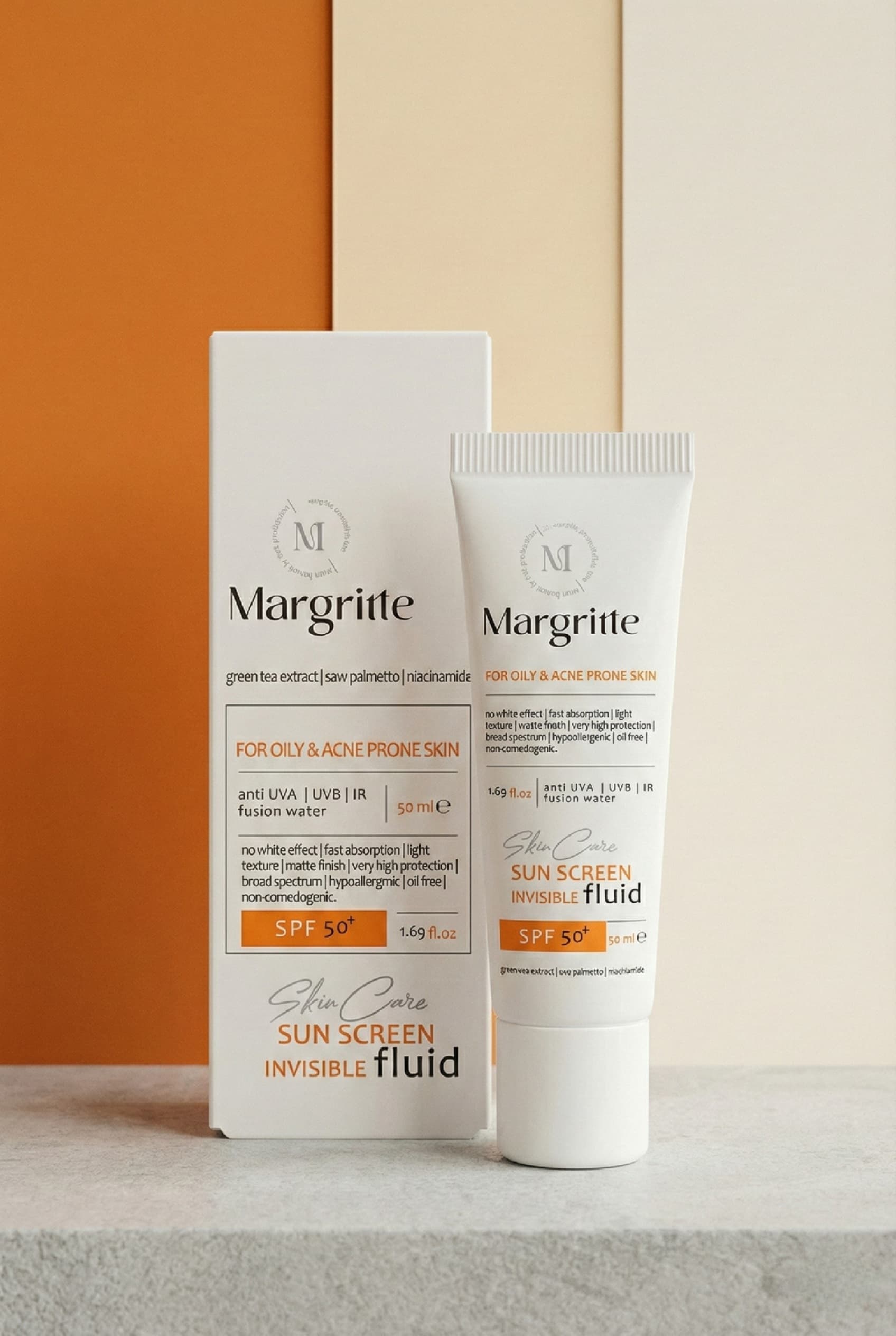 فلوئید ضد آفتاب SPF50 پوست چرب و مستعد آکنه مارگریت | محافظت بالا با بافت سبک