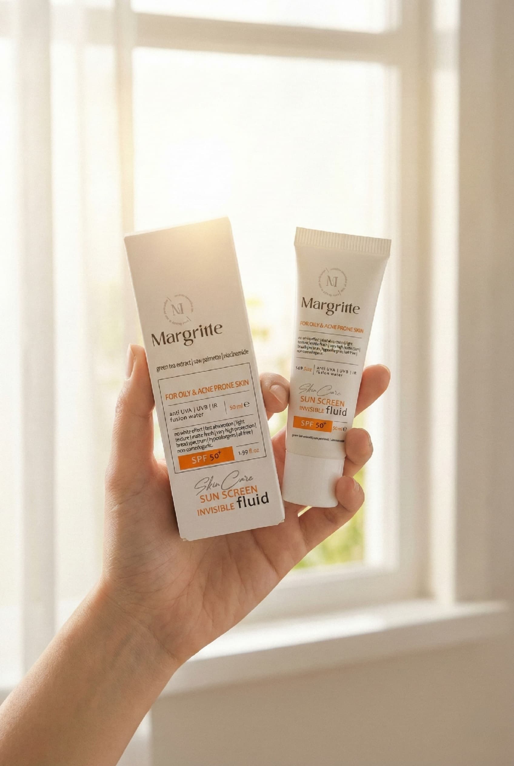 فلوئید ضد آفتاب SPF50 پوست چرب و مستعد آکنه مارگریت | محافظت بالا با بافت سبک — تصویر ۳