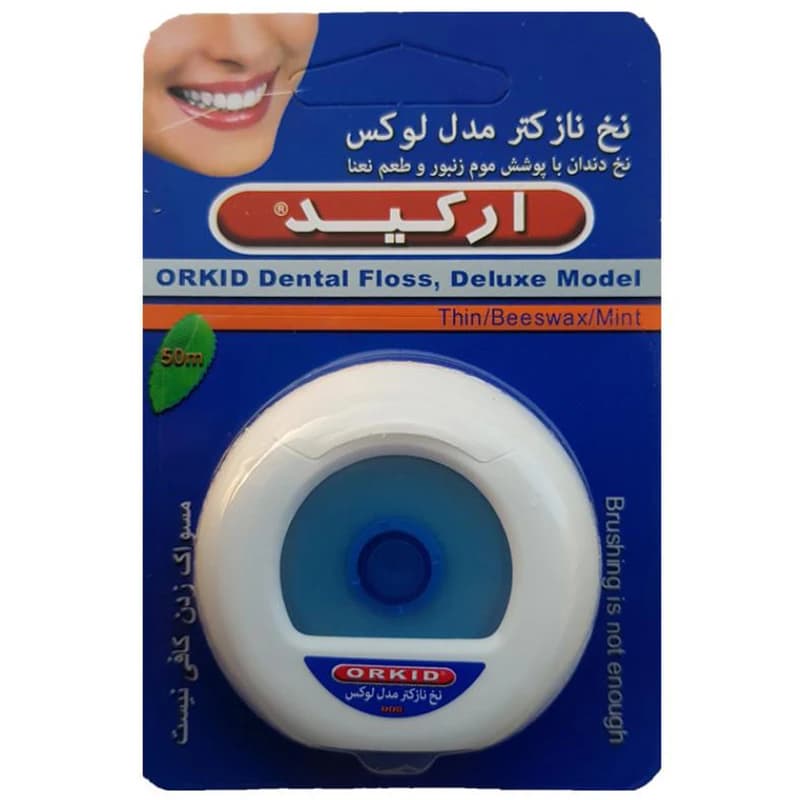نخ دندان نازک ارکید مدل لوکس ۵۰ متر با طعم نعنا
