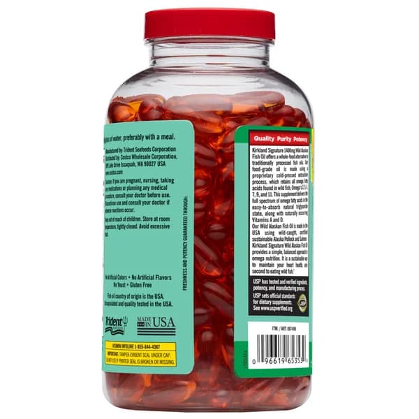 امگا ۳۶۹ غنی شده – روغن ماهی آلاسکای وحشی کرکلند 1400mg | 230 عددی — تصویر ۲