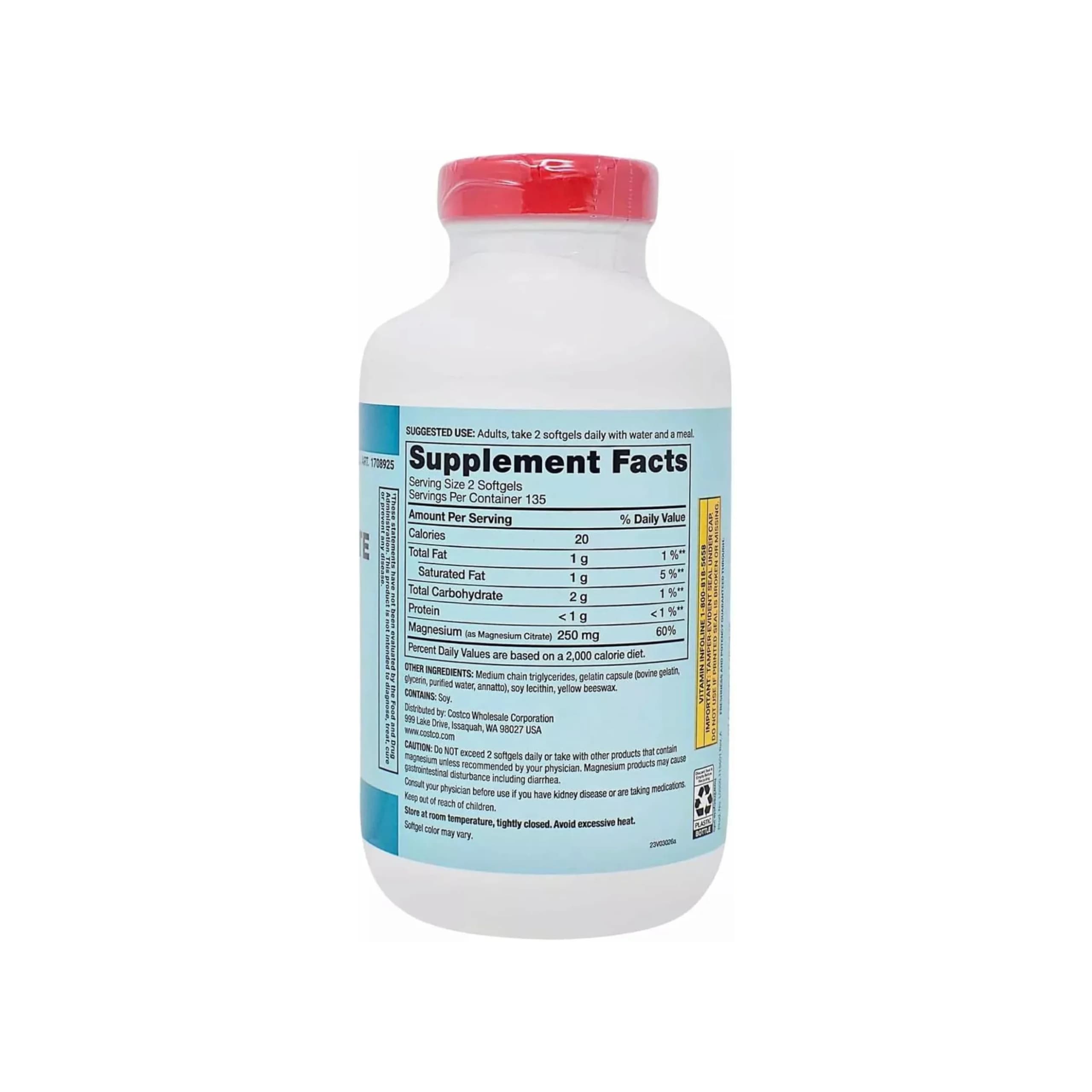 منیزیم سیترات کرکلند ۲۵۰ میلی‌گرم | ۲۷۰ عدد (Magnesium Citrate 250 mg) — تصویر ۲