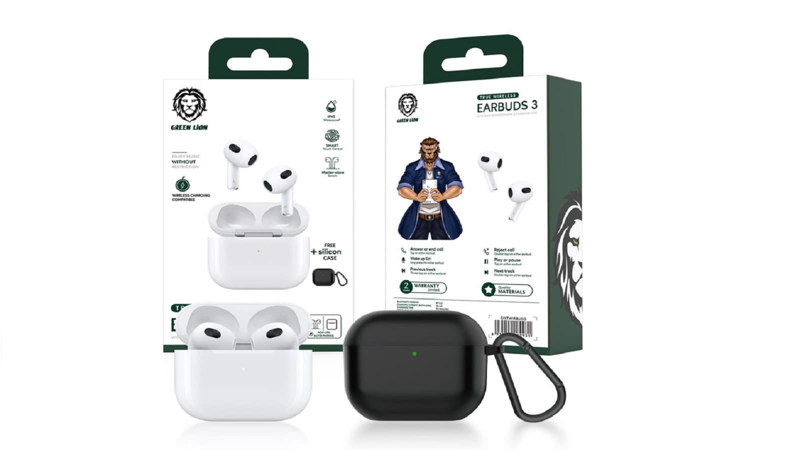 هدفون داخل گوش بی سیم گرین لاین مدل EARBUDS 3 با محافظ سیلیکونی — تصویر ۳