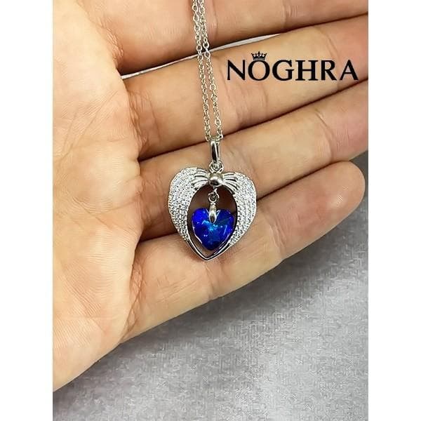 گردنبند نقره سواروسکی طرح قلب آبی — تصویر ۲