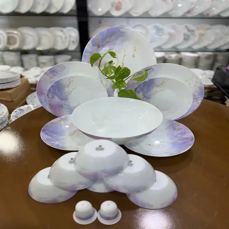سرویس غذاخوری آرکوپال 28 پارچه پارس اوپال طرح اسکای صورتی کد 933 — تصویر ۲