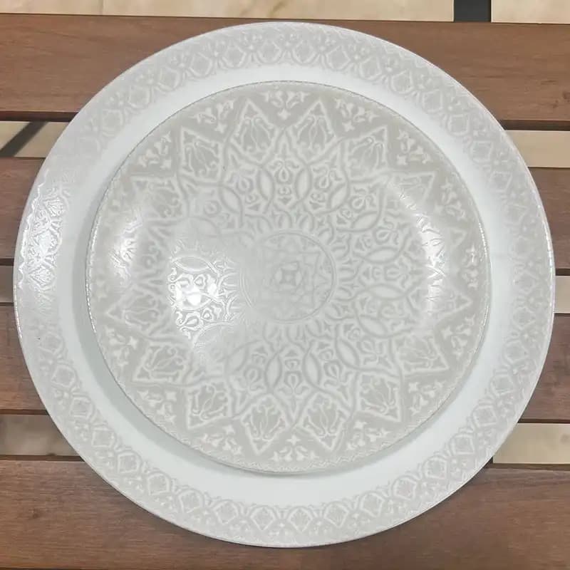 سرویس غذاخوری آرکوپال گرد طرح صدف طوسی — تصویر ۲