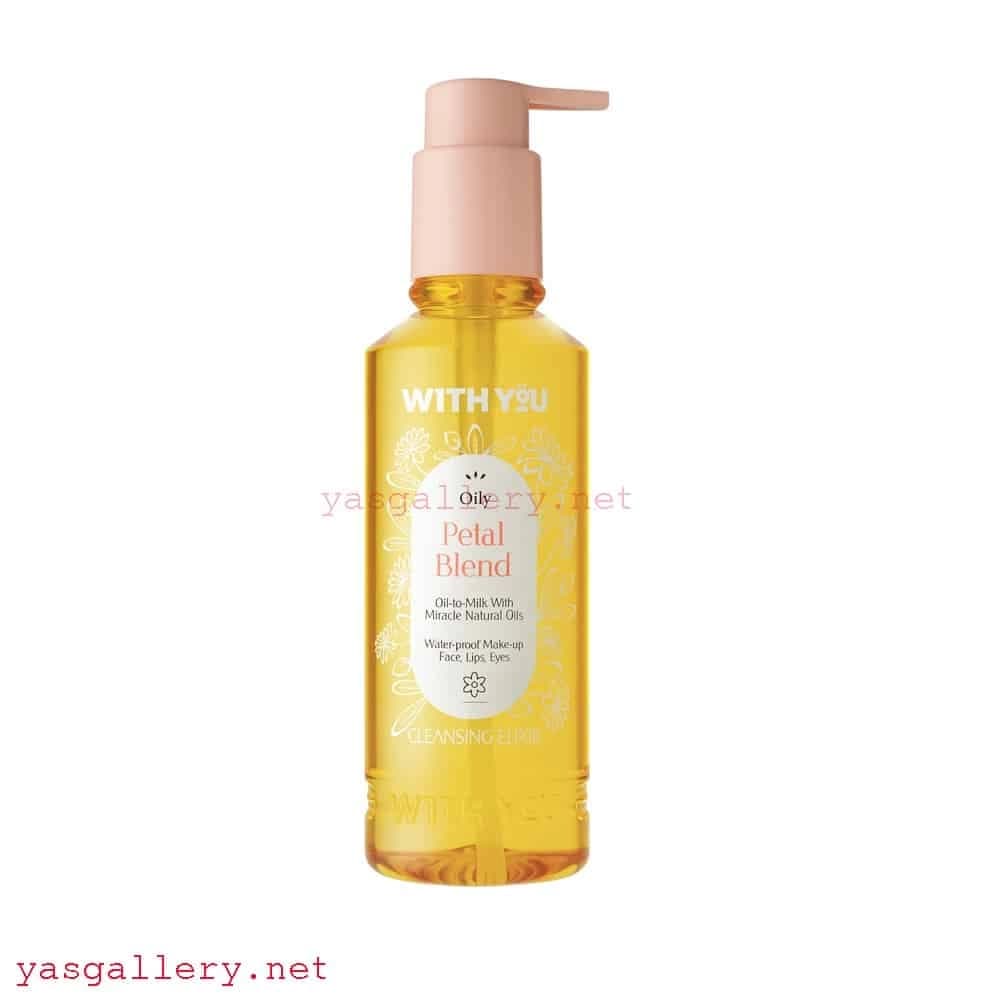 مایع روغنی پاک کننده آرایش و شستشوی صورت ویت یو With You Cleansing Elixir With Natural Petal Oils 200 ml