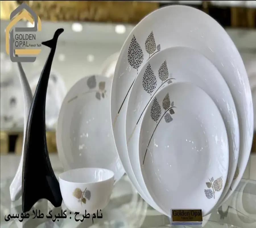 سرویس آرکوپال گلدن اوپال طرح گلبرگ طلا طوسی — تصویر ۳