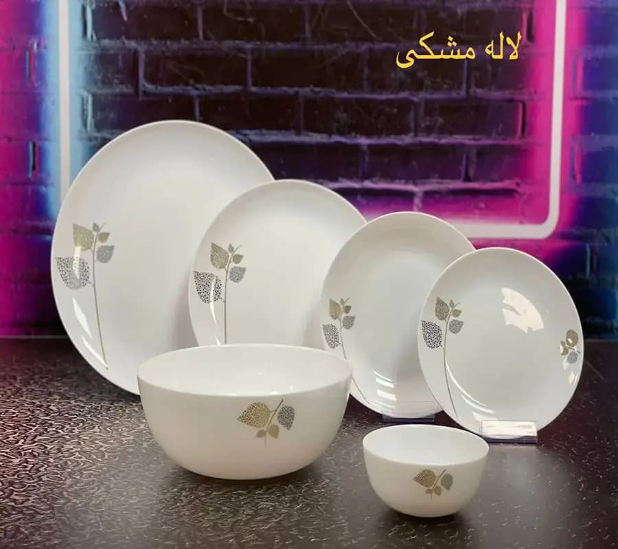 سرویس آرکوپال گلدن اوپال طرح گلبرگ طلا طوسی — تصویر ۲
