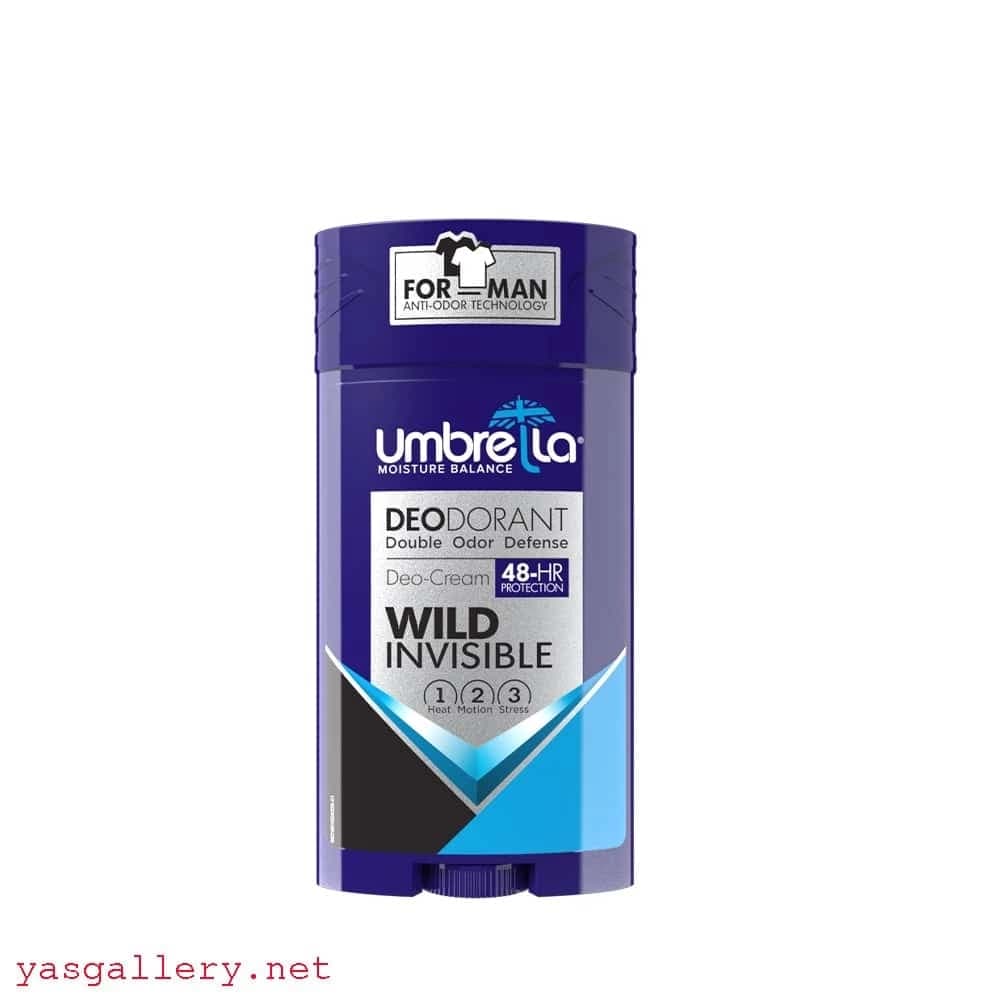 استیک کرمی ضد تعریق آمبرلا مردانه سرمه‌ای Umbrella Deodorant Wild Invisible 90 ml
