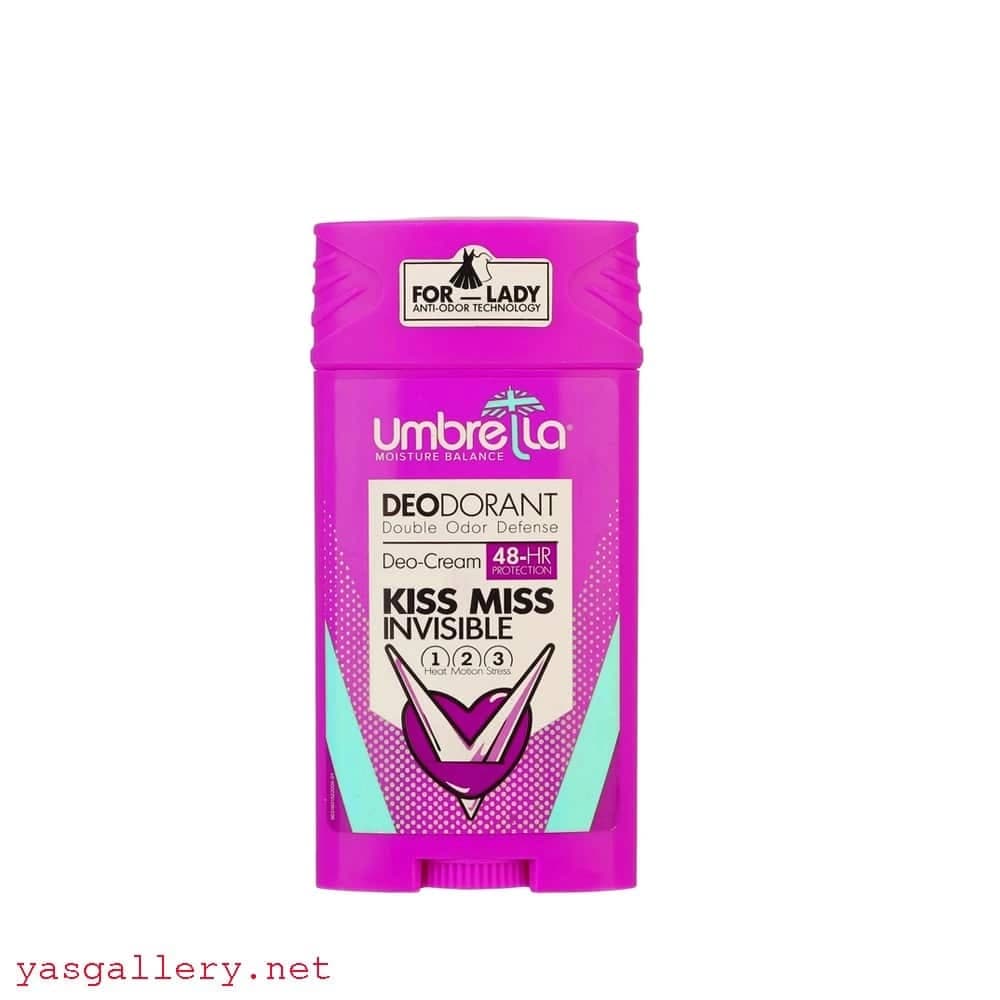 استیک کرمی ضد تعریق آمبرلا زنانه سرخابی Umbrella Deodorant Kiss Miss Invisible 90 ml