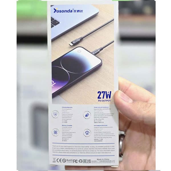 کابل تبدیل Type-C به Lightninig یوسوندا مدل Y-D03 — تصویر ۲