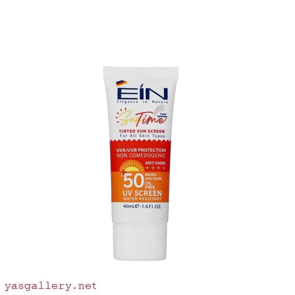 کرم ضد آفتاب ای آی ان EIN رنگ بژ روشن و فاقد چربی با SPF 50