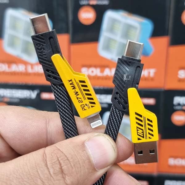 کابل شارژ 4 کاره 65 وات با تایپ سی C ، لایتنینگ و USB-A