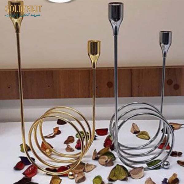 جاشمعی طلایی و نقره ای فنری دو شعله — تصویر ۲
