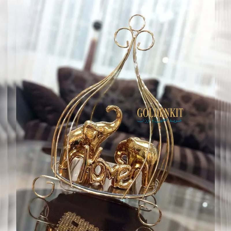 اکسسوری مجسمه فیل ست دو عددی طلایی و نقره ای — تصویر ۳