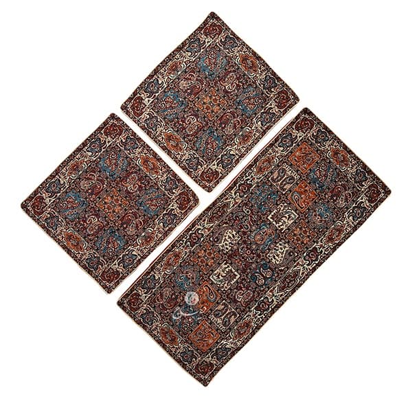 ست 3 تکه رومیزی ترمه طرح خشتی کد 1