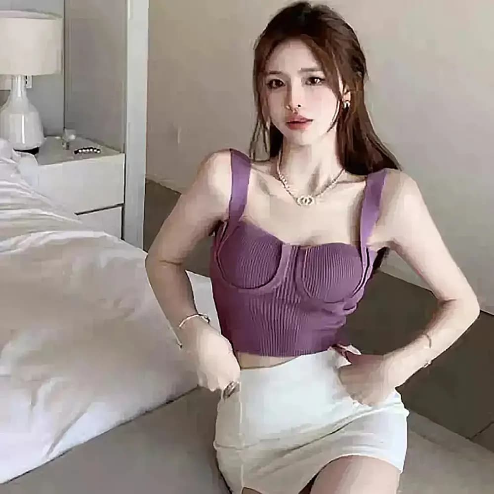 نیم تنه کراپ زنانه کبریتی طرح شانا — تصویر ۳