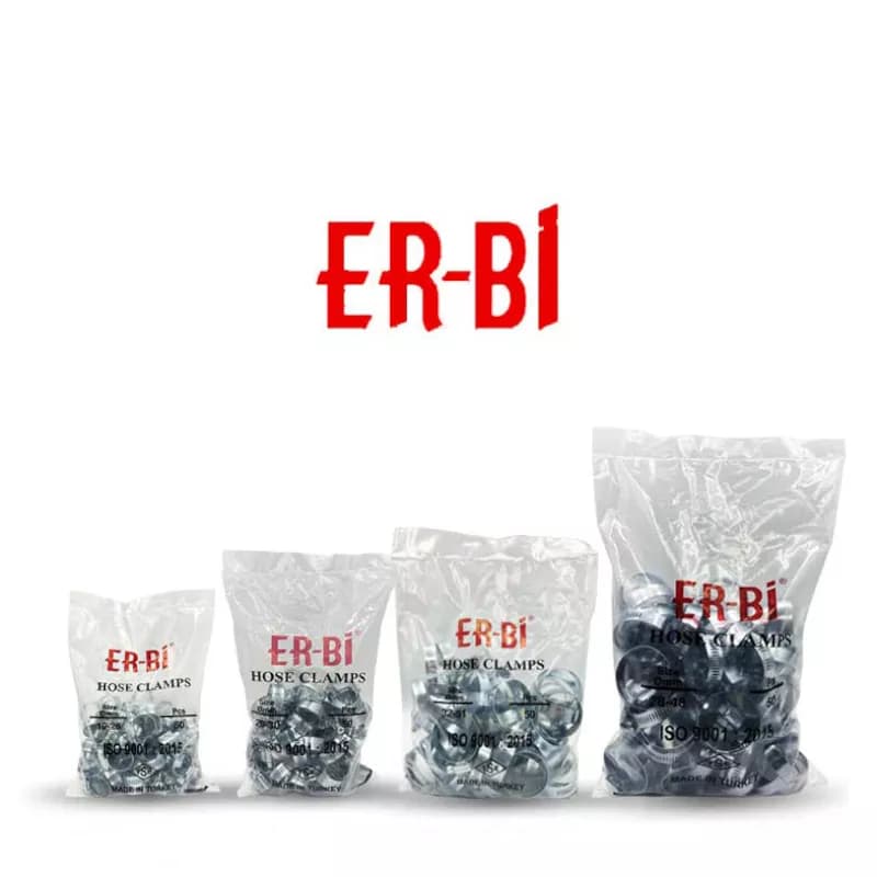 بست شلنگ فلزی سایز 19/26 میلیمتر برند اربی (ER-BI) بسته 50 عددی — تصویر ۲