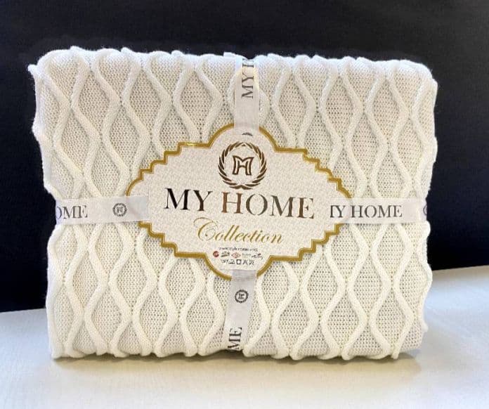 شال تخت بافت برند MY HOME رنگ سفید