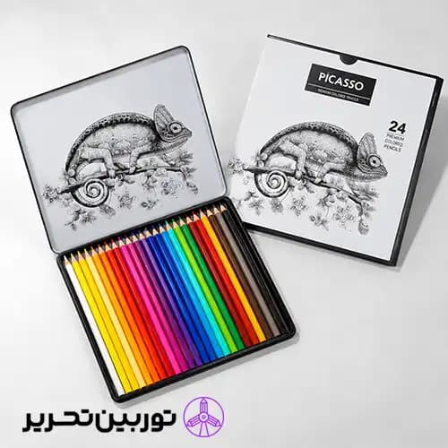 مدادرنگی 24 رنگ جعبه فلزی پیکاسو طرح ماشین — تصویر ۳